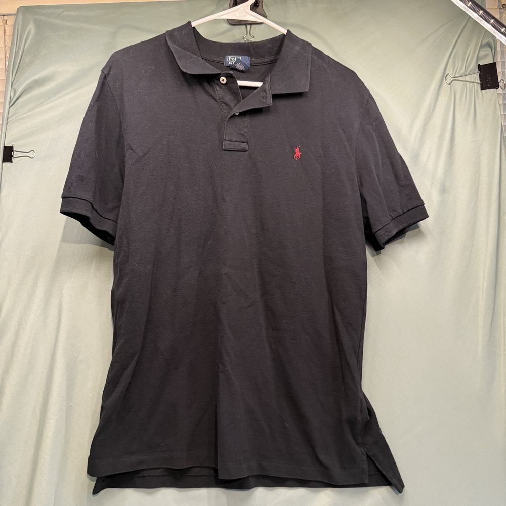 Vintage Polo Ralph Lauren Black Pony Classic Fit Cotton Polo Shirt XL